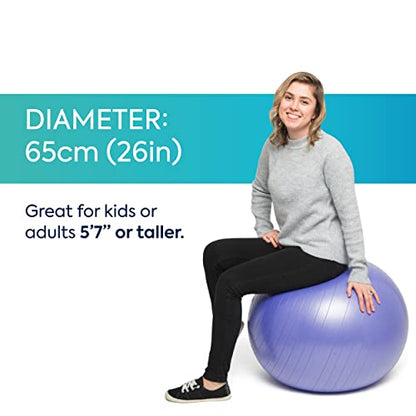 Bouncyband Balance Ball – Create Flexible Seating to Improve Focus at School, Office, or Home with This No-Roll Weighted Ball - color: Purple, size: Large (Pack of 1)