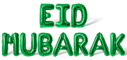 Letter Balloons - EID MUBARAK 16" Inch Alphabet Letters Foil Mylar Balloon Blessed Feast Festival Party Banner (Green) - color: Green