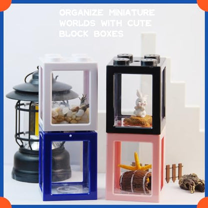 Mini Sea Monkey Tank, Small Shrimp Tank Stackable Mini Aquariums for Fairy Shrimp Eggs Moss Balls, 0.25 Gallon Temporary Betta Fish Tank Ant Feeding Case Mini Reptile Tank - color: Black
