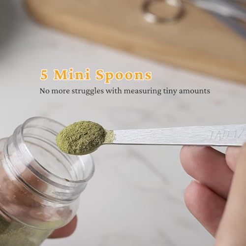 23 Pcs Stainless Steel Measuring Spoons Set with Leveler, Metal Round & Rectangular Spoons plus 5 Mini Teaspoons for Precise Cooking and Baking, Standard Sizes with Clear Engraved Markings - size: 23 Pcs