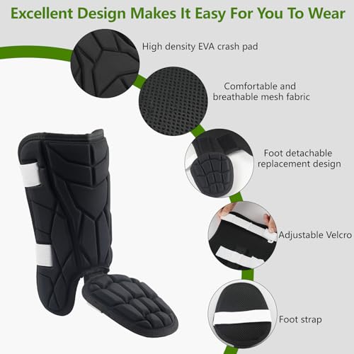 Baseball + Softball Leg Guard, Impact Resistant Batter's Leg Guards, Adult and Youth Shin & Foot Shield with Elastic Straps, Suitable for Both Left and Right Feet, Detachable Leg & Foot - size: Youth-7.48IN