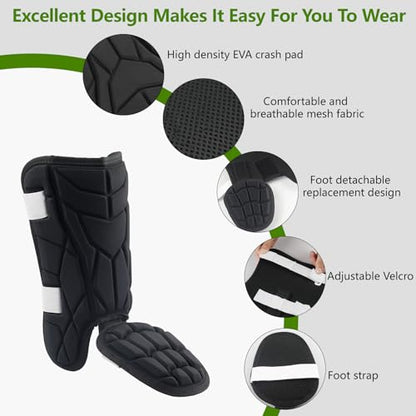Baseball + Softball Leg Guard, Impact Resistant Batter's Leg Guards, Adult and Youth Shin & Foot Shield with Elastic Straps, Suitable for Both Left and Right Feet, Detachable Leg & Foot - size: Youth-7.48IN