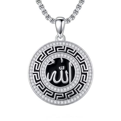 PELOVNY Allah Necklace for Men Women 925 Sterling Silver Islam Allah Pendant Chain Islamic Muslim Religious Jewelry Gifts - color: Allah-06