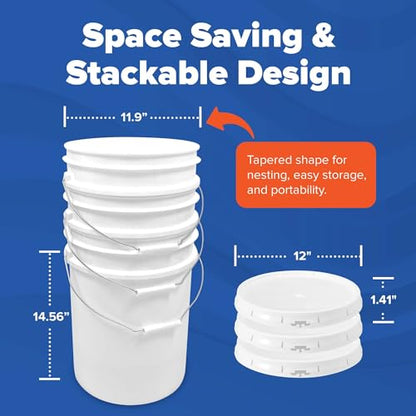 5 Gallon Bucket w/Lid, Food Grade BPA-Free, 1 Pack, White | Airtight Lid, Mallet and Lid Opener Included, Heavy-Duty 90 Mil HDPE Plastic, Food-Safe Durable Container, Made in USA - color: White, size: 1 Pack