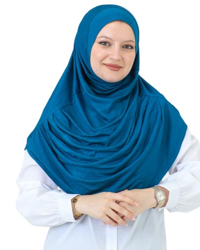 Prien Ready To Wear Hijab For Women, Instant Turban, Soft Muslim Scarf For Prayer, Long Hijabs, Islamic Clothes, Jersey Abaya - color: Turquoise