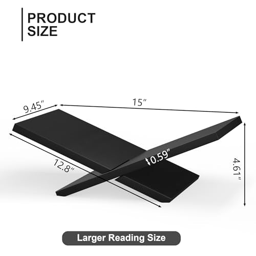 Wooden Book Stand for Reading, Large Open Book Holder for Desk, Solid Wood Book Display Stand for Bible, Cookbook, Quran. (Black)