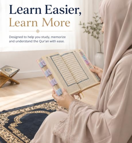 Quran Tabs – 120 Index of 114 Surah with Phonetic Transliteration, English & Ayah Count + 6 Blank for Dua or Juz | Islamic Study Tool | Free 99 Names of Allah Bookmark | Eid Muslim Gifts (Multiple)