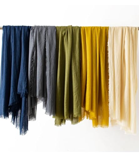 Women Summer Scarfs Large Long Lightweight Linen Beach Gauze Shawl Wrap 75”×40” - color: Milky White