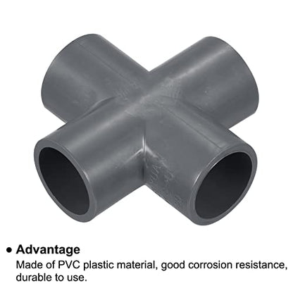 PATIKIL 20mm PVC Pipe Fittings, 2 Pack 4 Way Tee Shape Water Tubing Cross Joint Connectors Adapters for Garden Irrigation Home Aquarium - size: 20mm