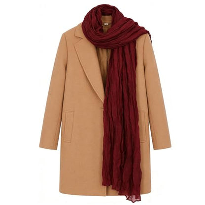 Women Crinkle Spring Scarf Shawls Summer Long Scarves Lightweight Hijab Wraps Soft Linen Cotton for Beach Travel - color: Wine Red
