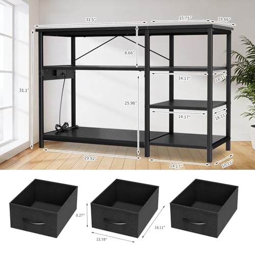Garvee 55-75 Gallon Aquarium Stand, Heavy Duty Fish Tank Stand with Drawers & Shelves, LED Light, 1000lbs Capacity, Fish & Reptile Tanks Stand with Power Outlet & USB
