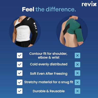 REVIX Ice Wrap for Shoulder and Arm – Reusable Cold Pack & Compression Ice Sleeve for Pitchers, Volleyball Players, Muscle Recovery, Elbow Ice Pack Pain Relief for Athletes, Daily Use - style: Medium