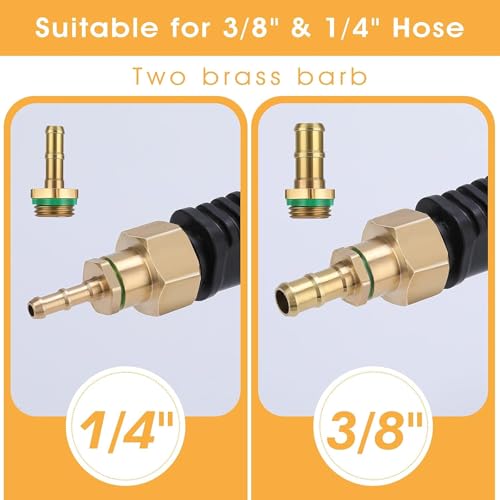 44inch Sprayer Wand, 3/8" & 1/4" Brass Barb Universal Sprayer Wand Replacement, Stainless Steel Sprayer Parts with Shut off Valve & 2 Hose Clamps, Spray Wands for Garden Hose, 1/2" Connector