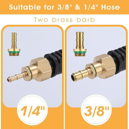 44inch Sprayer Wand, 3/8" & 1/4" Brass Barb Universal Sprayer Wand Replacement, Stainless Steel Sprayer Parts with Shut off Valve & 2 Hose Clamps, Spray Wands for Garden Hose, 1/2" Connector