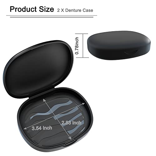 BVN 2PCS Retainer Case Denture Case - Slim Orthodontic Dental Case for Mouth Guard, Teeth Aligner & Night Guard - Black Storage Holder
