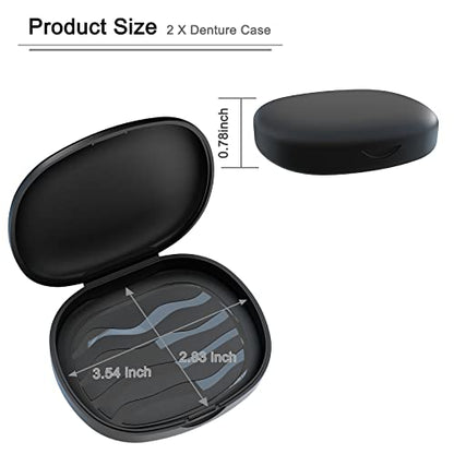 BVN 2PCS Retainer Case Denture Case - Slim Orthodontic Dental Case for Mouth Guard, Teeth Aligner & Night Guard - Black Storage Holder