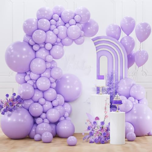 PartyWoo Lavender Balloons 152pcs Light Pastel Purple Lilac Different Sizes - color: Purple-q10