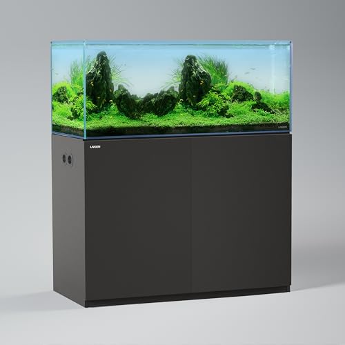 Aquarium Wooden Stand and Cabinet for up to 72.2 Gal Tank, Fish Reptile Sea Salt WaterTank Stand, Nano Foam Leveling Mat Included, W47.2xD19.7xH31.5 in, Wooden Matte Black Painted(Stand Only) - color: Black-Fig8_Inlet, size: W47.2xD19.7xH31.5in(120x50x80c