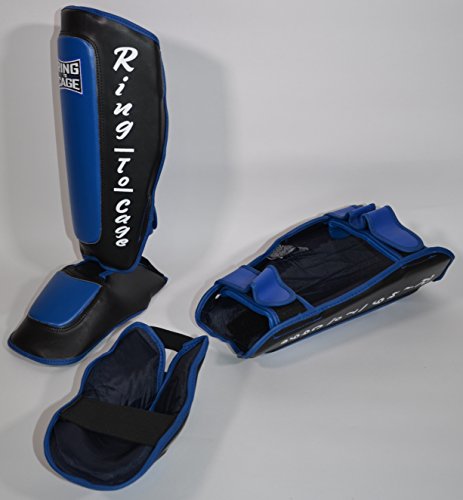 Deluxe Muay Thai Pro-Style Shin Instep for Muay Thai, MMA, Kickboxing, Stand up - color: Blue, size: X-Large
