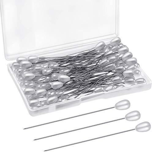 Outus 200 Pieces 2 Box Corsage Boutonniere Pins Teardrop Pearl Head White
