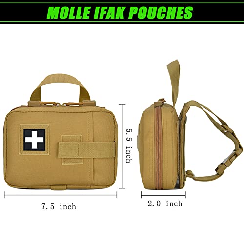 Upgrade Molle Rip Away Ifak Pouch, Tactical Small Belt First Aid Pouch Medical Utility EMT Pouch Only - color: TAN
