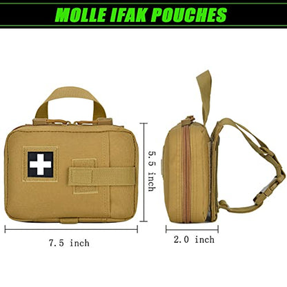 Upgrade Molle Rip Away Ifak Pouch, Tactical Small Belt First Aid Pouch Medical Utility EMT Pouch Only - color: TAN