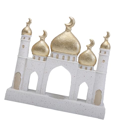 Gold and White Decorative Mosque Tower Islamics Eid Mubaraks Decors Table Ornament Ramadans Home Decorations Gift Islamics Mubaraks Decors