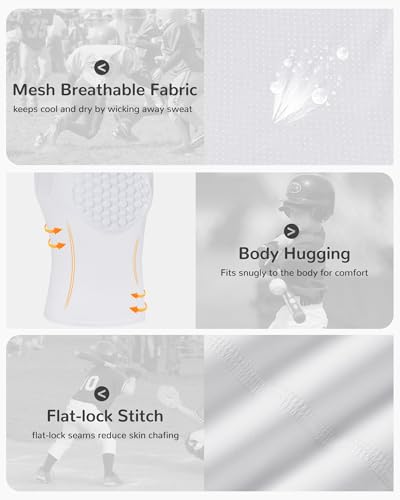 Runhit Youth Baseball Chest Protector Softball Lacrosse Football Padded Compression Shirt Heart Guard Sternum Protection - color: White, size: Small