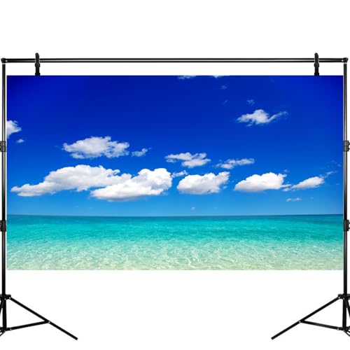 Ocean Sea Fish Tank Background Tropical Paradise Ocean Aquarium Background Sunny Seascape Terrarium Backgrounds Sunny Blue Sky Cloudy Seacoast Sandbeach Sea Waves Reptile Tank Backgrounds 24x16in - color: Aqua Blue, size: 24(W)x16(H)inches/ 60(W)*40cm(H)