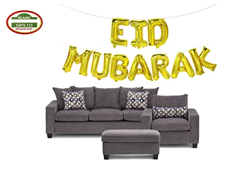 16-Inch Gold Eid Mubarak Foil Balloons - Party Decoration Supplies for Ramadan Gift and Muslim Celebrations