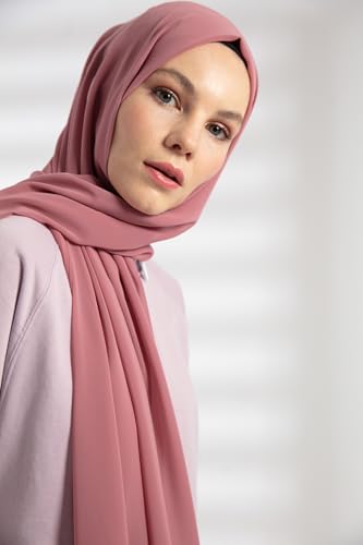 Chiffon Hijab Scarf For Women - Made in Turkiye - color: Dusty Rose