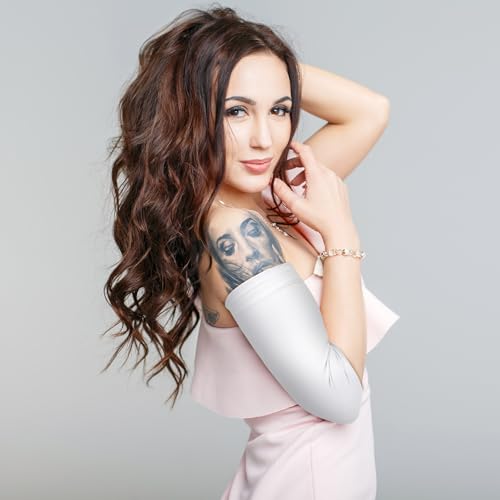 Vicenpal 2 Pairs Tattoo Cover up Sleeve Forearm Arm Sleeves for Women Men Compression Tattoo Upper Arm Cover(White) - color: White