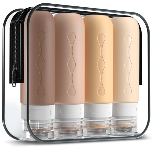 Gemice Travel Bottles for Toiletries Tsa Approved Travel 3oz Size Containers BPA Free Leak Proof Travel Tubs Refillable Liquid Travel Accessories for Cometic Shampoo and Lotion Soap - color: Cream, size: 3 Ounces