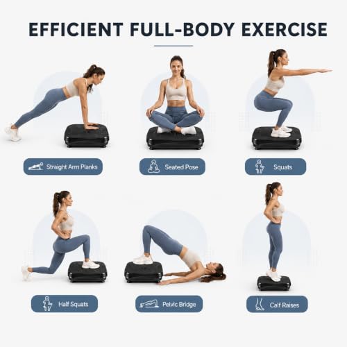 Natini Vibration Plate Exercise Machine - Power Vibrating Plate for Lymphatic Drainage,Whole Body Workout Machine for Women Weight Loss Home Fitness, - style: Flat Black