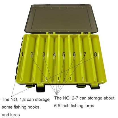 14 Compartments Double-Sided Visible Fishing Lure Hook Tackle Box Hard Plastic Orange/Yellow Container Box for Fishing Lures Hooks Jewelry Beads Earring (1pcs-yellow-14compartments) - color: 1pcs-yellow-14compartments