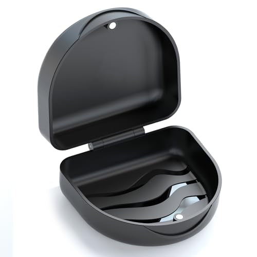 Retainer Case Denture Case: BVN Orthodontic Dental Case, Slim Braces Case, Mouth Guard Case, Denture Box, Teeth Aligner Case, Night Guard Case Container Storage Holder Black - color: Black