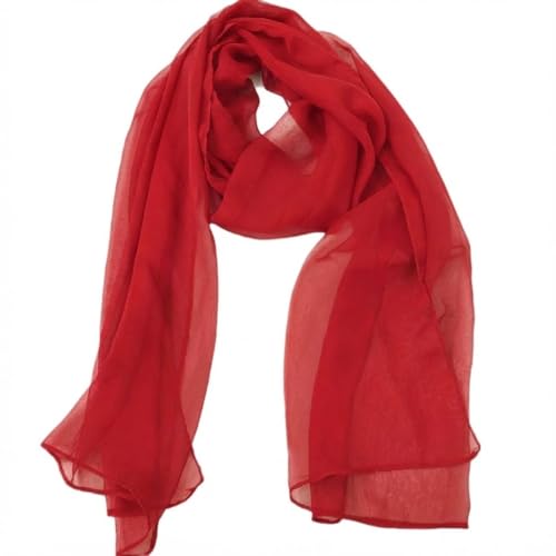 Utaly Lightweight Chiffon Scarf for Women Long Chiffon Sheer Scarf Ladies Fashion Sun-proof Shawls Wrap - color: Red