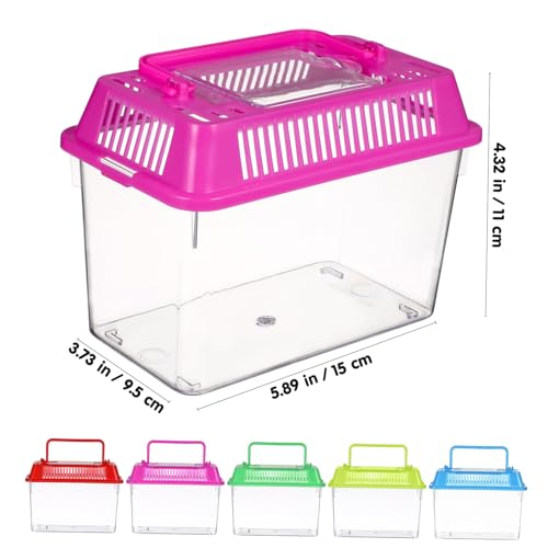 Toddmomy 5pcs Portable Small Plastic Fish Tank Handheld Aquarium Box for Reptile Habitat and Goldfish Feeding Transparent Mixed Color Turtle and Hamster Carrier