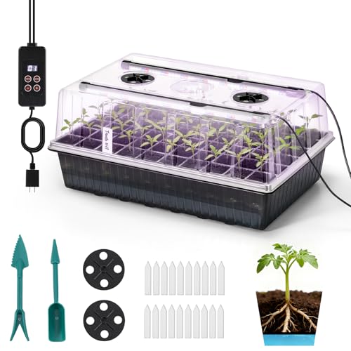 BAOSHISHAN Seed Starter Tray with Grow Light - 60 Cells Self-Watering | 24/7 LED Grow Light, 4'' Humidity Dome, Ideal for Herbs & Indoor Plants, Promotes Fast Germination, Durable Plastic Build