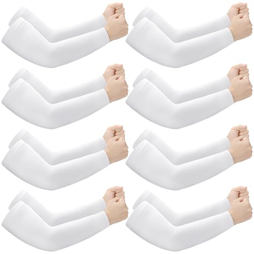 Janmercy 8 Pairs Arm Sleeves Thin Skin Protectors - color: White