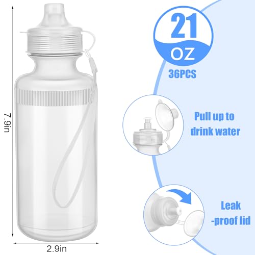 Zubebe 36 Pcs Sports Water Bottles Bulk Squeeze Reusable Bpa-free Plastic Water Bottles End of the Year Gifts Summer Gifts for Students School Travel Hiking Cycling Event Team Gift - color: Clear White