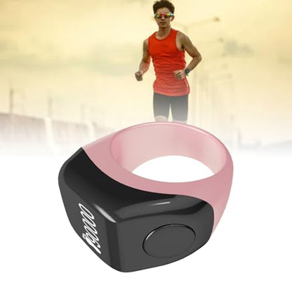 Finger Smart Tally Counter Ring, Muslim Digital Azan Alarm Clock, Vibration Reminder, Touch Control, 0.42in Screen, for Nice Islamic Gift - color: Pink