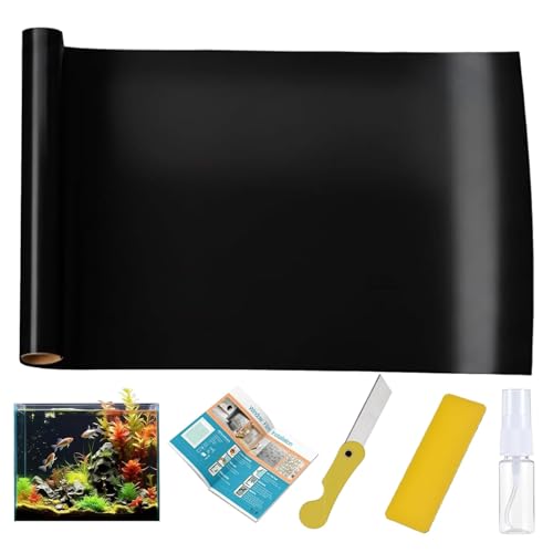 Black Aquarium Background Film, 39"x23.6"in, Static Cling Fish Tank | PVC Static Cling, No Glue, Removable, Reusable, No Residue, with Installation Kit - size: 39"x23.6"in