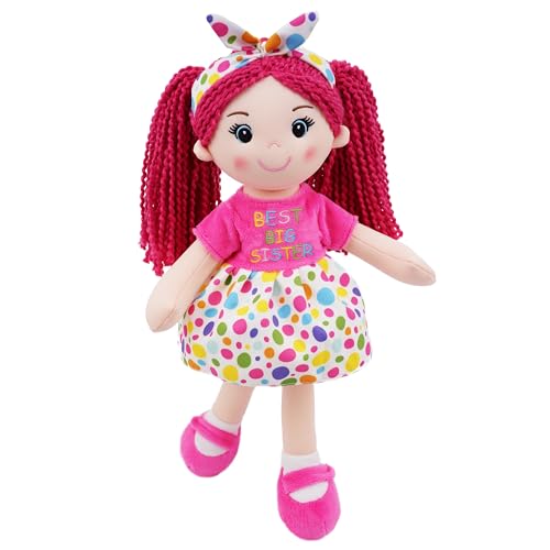 June Garden 14" Best Big Sister Sophie - Soft Cuddly Plush Doll Gift for Girls - Huggable Rag Doll - Pink M - color: Pink, size: Medium