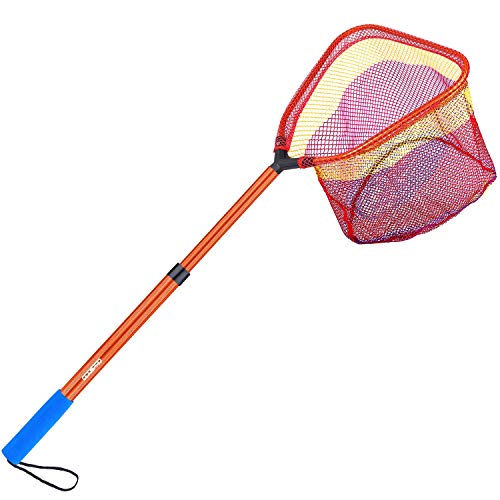 Kids Fishing Net - Telescoping Bait, Minnow, and Butterfly Net With 11.4" Depth, Handle Extends to 30" for Easy Catch and Release - color: Orange-1pack
