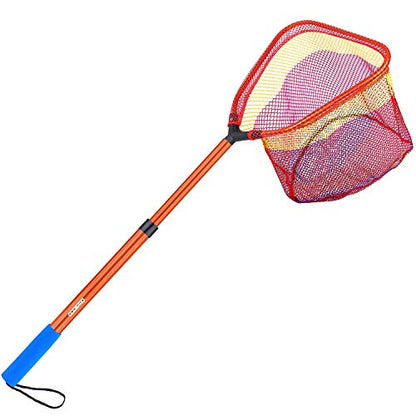 Kids Fishing Net - Telescoping Bait, Minnow, and Butterfly Net With 11.4" Depth, Handle Extends to 30" for Easy Catch and Release - color: Orange-1pack