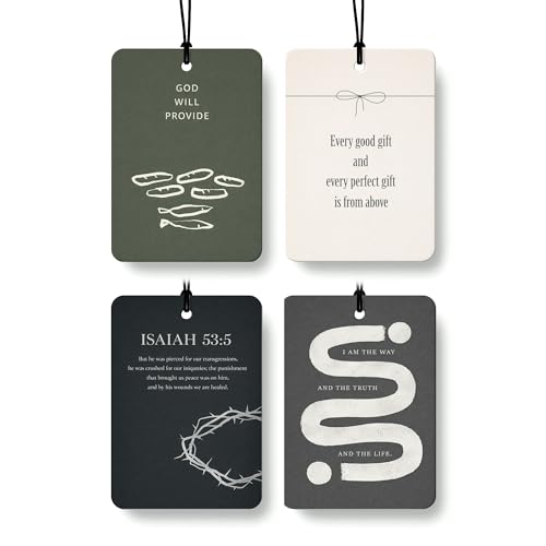 Neutral Christian Car Air Freshener 4 Pcs Coconut Scented, Religious Faith Bible Verse Car Accessories Mirror Decor for Women Men, Christian Hanging Air Freshener for Cars Closet Drawer Books - color: Color-16