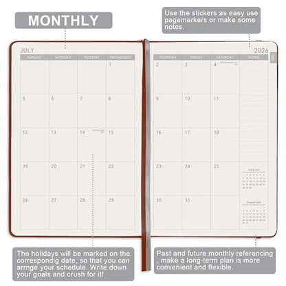 Planner 2026-2027 - Jul. 2026 - Jun. 2027, Academic Planner 2026-2027, Leather Planners Weekly and Monthly, 6.3" x 8.4", Hardcover with Back Pocket + Thick Paper + Twin-Wire Binding - Wine Red - color: Wine Red