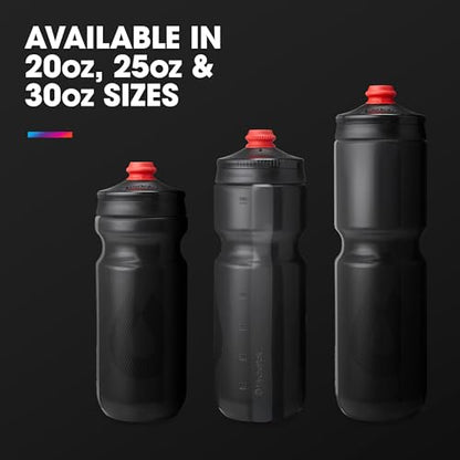 HydraPak Breakaway Surge Lightweight Bike Water Bottle 2-Pack (20oz, 25oz, 30oz) - High Flow, Cycling & Sports Squeeze Bottle - color: Charcoal, size: 30oz/880ml