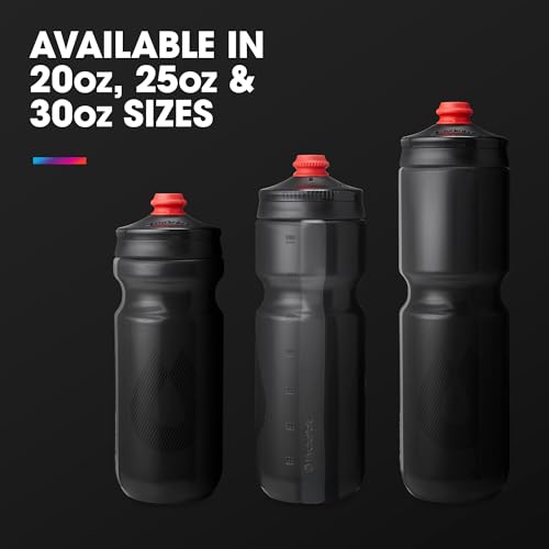 HydraPak Breakaway Surge Lightweight Bike Water Bottle 2-Pack (20oz, 25oz, 30oz) - High Flow, Cycling & Sports Squeeze Bottle - color: Charcoal, size: 25oz/740ml